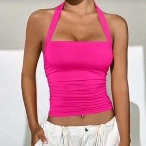 Shein hot pink halter top